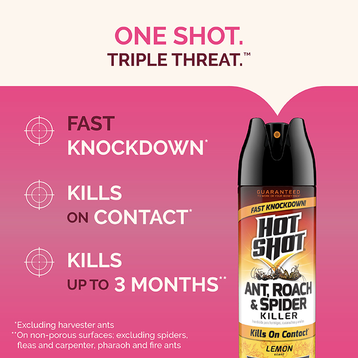 HG-97682 Ant, Roach & Spider Killer Lemon Scent 17.5 oz One Shot Triple Threat